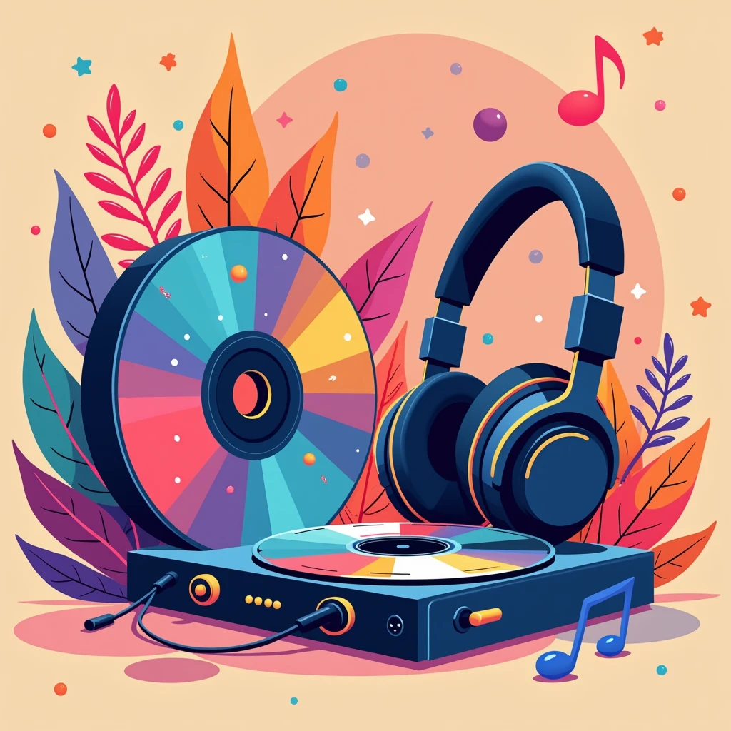 modern style,Flat设计,Fashion,music,Recorder,cd,earphone,music符号,Minimalist style,music元素,Pop elements, rhythm,melody,Flat