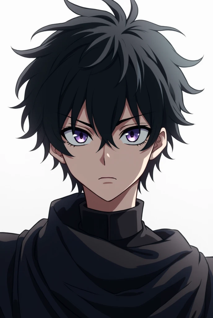 Head of serious type male anime character which have hunter eyes and white background 