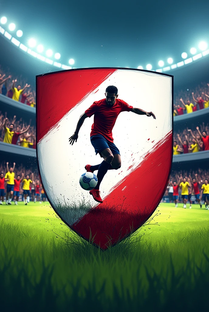 White shield with red stripe soccer drawing