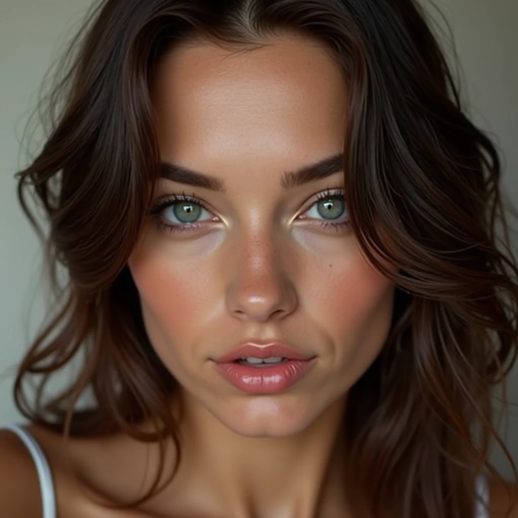 Realistic brunette woman face