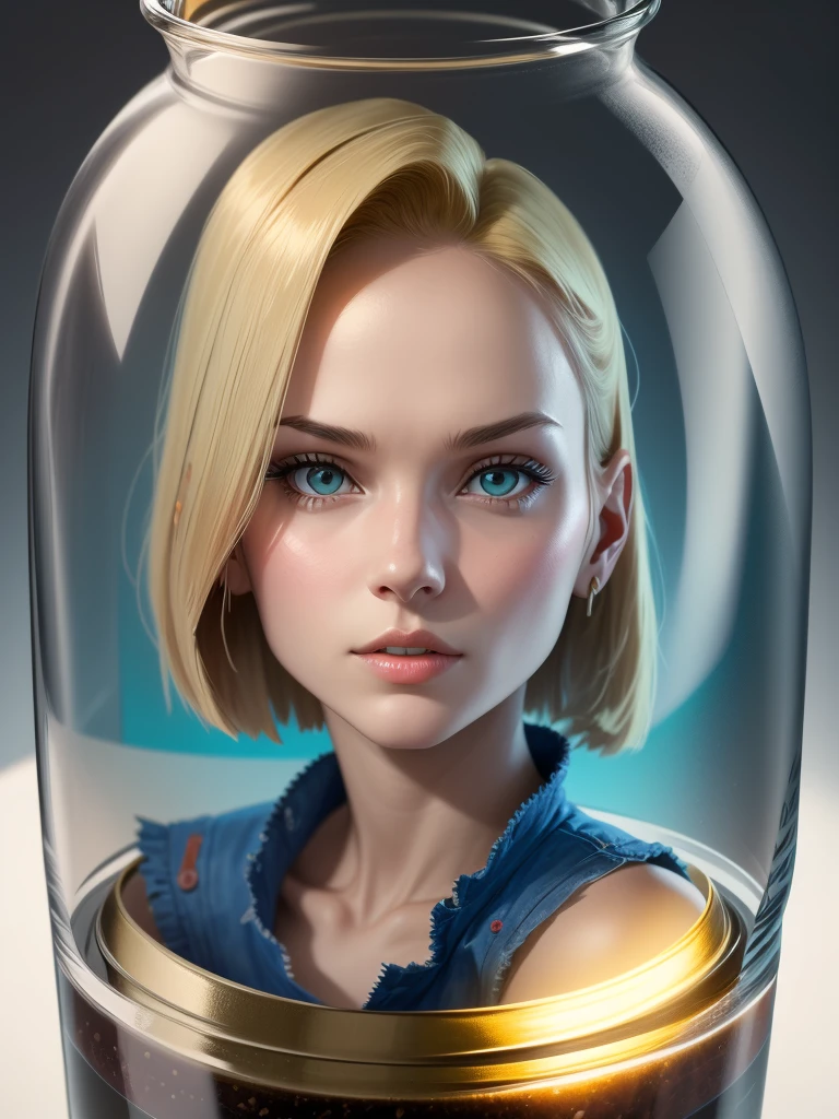 android 18, her head in jar,￼