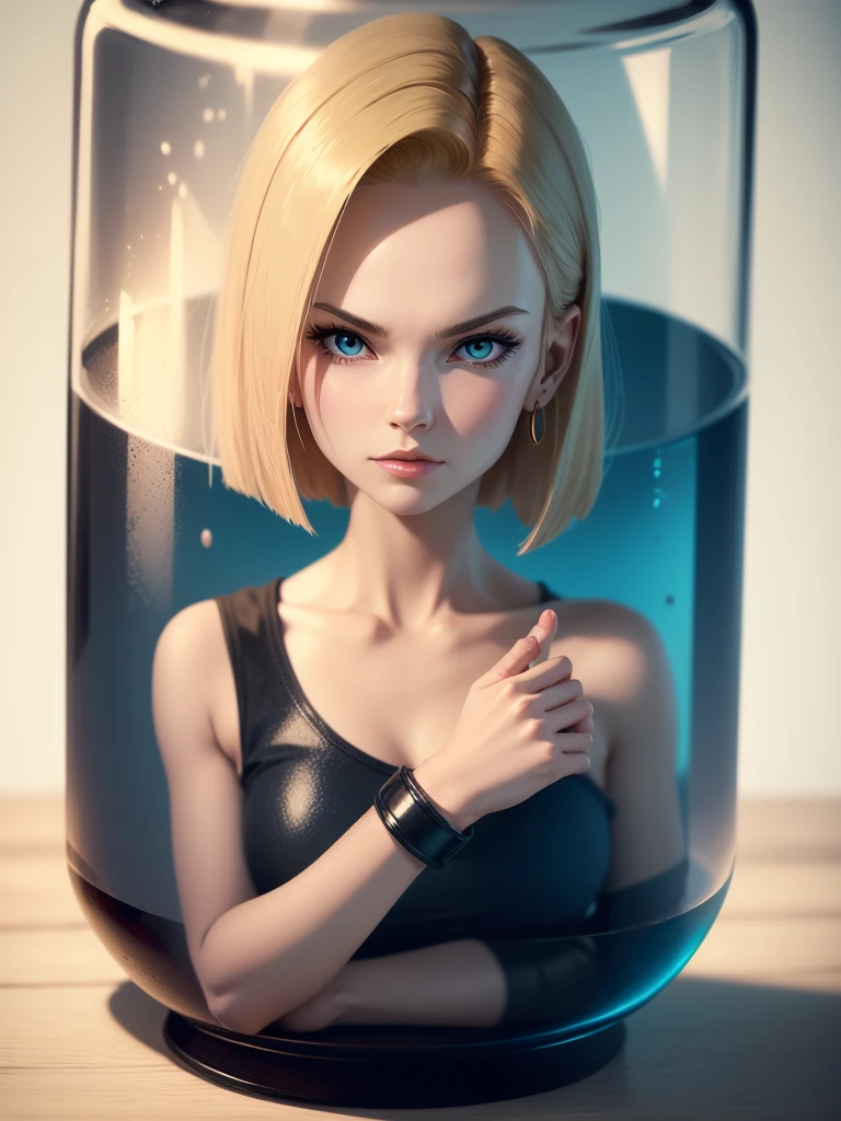 android 18, her head in jar,