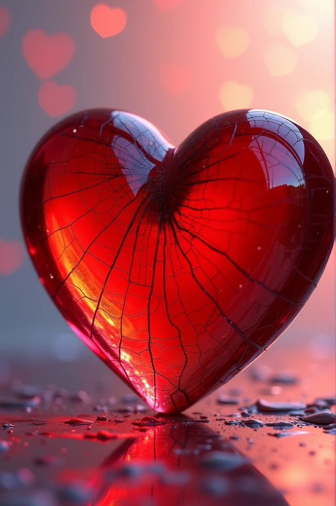 2. **glass heart**:
    - **Base Coat**: Start by painting the heart with a solid, vibrant color like red or pink.
    - **cracks**: For the cracks, Use a thin, dry brush with dark blue gouache to draw the delicate lines. Mix a little white with the base color to give a translucent effect
