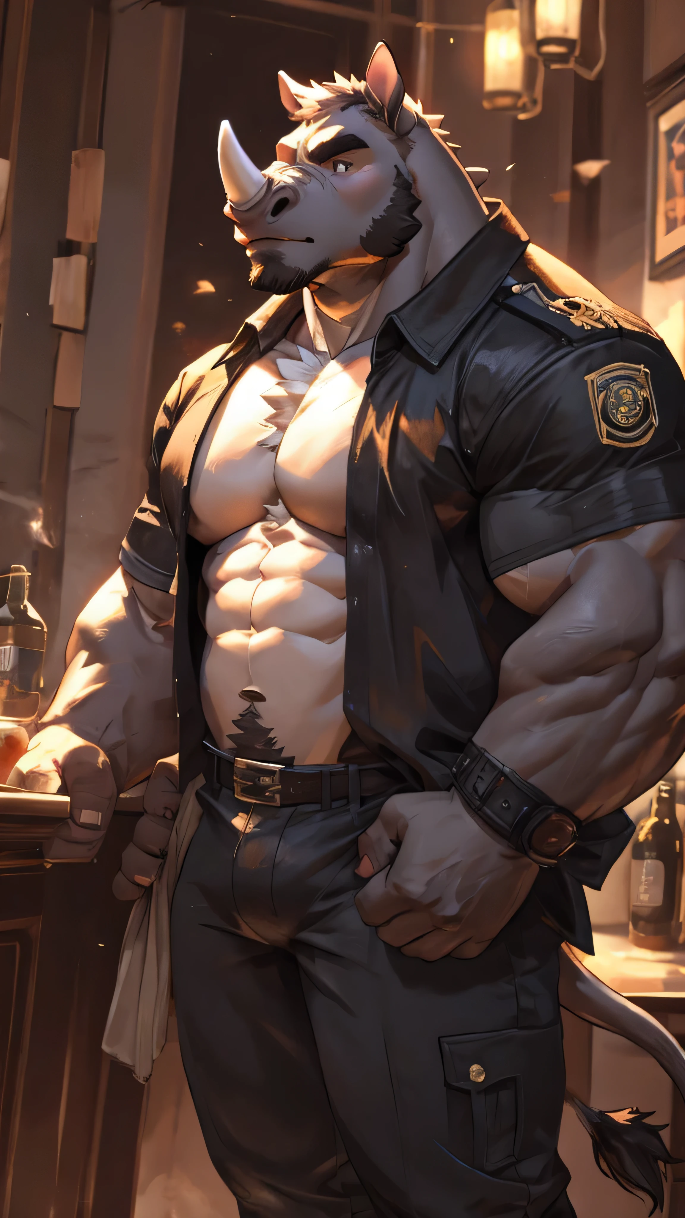 Big Rhinoceros Bara furry anthropomorphic muscular
