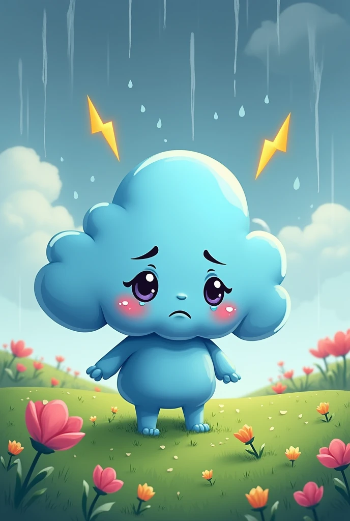Draw sadness in a cartoon style 