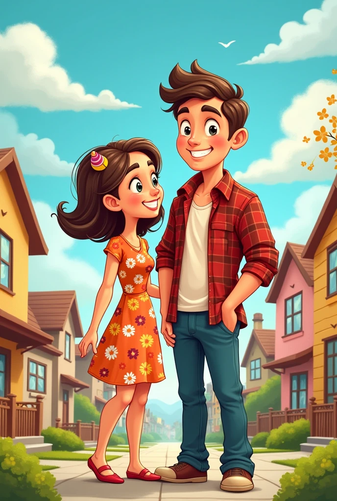 Cartoon characters Mother and Father, you see them from the front 