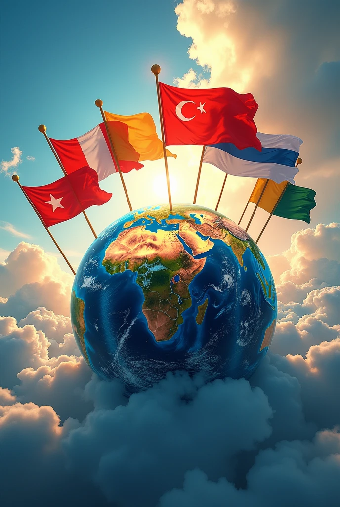 An image where several countries dominate the world but their flag appears