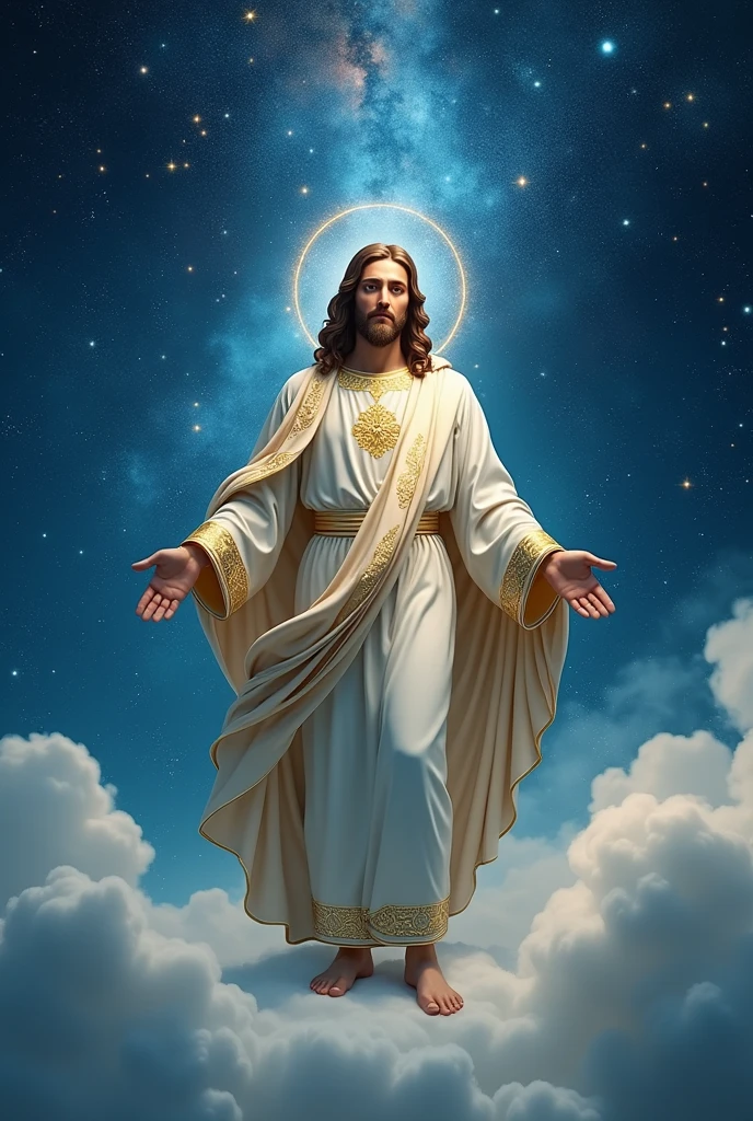 Jesus Christ here on Earth with stars 3D drawing