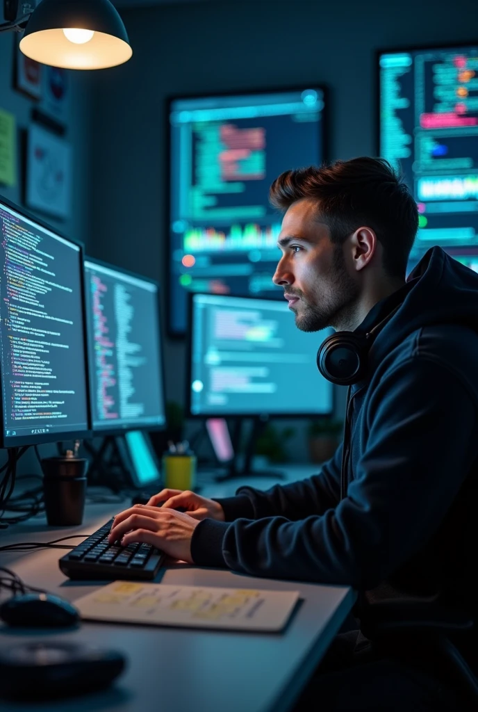 Create an image of someone doing cybersecurity