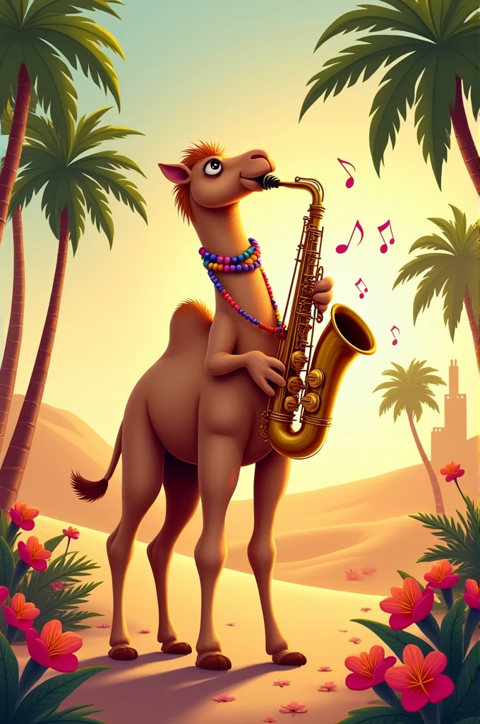 Camel playing saxophone