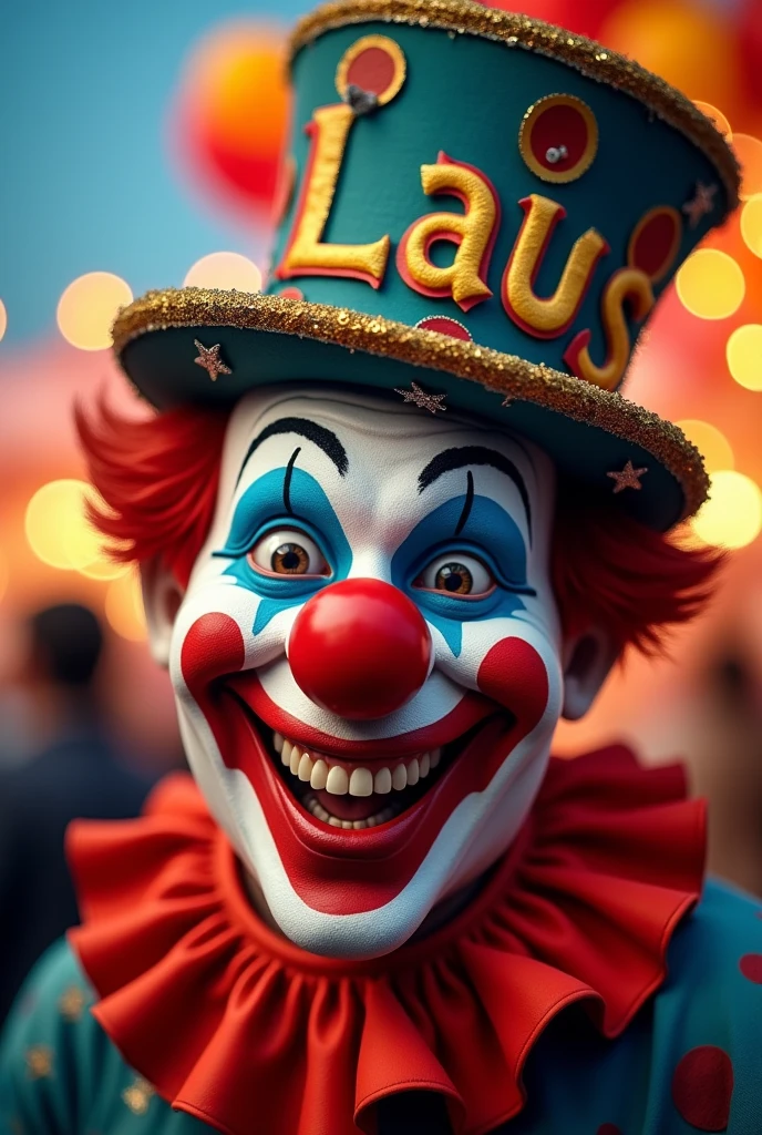 Profile picture, a clown with a hat that says Laus
