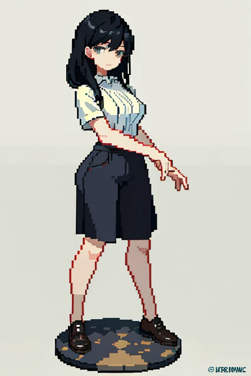 Black Hair, ＪＫ, (masterpiece, Highest quality, Highest quality),pixel,pixel art, 1 person, (Highest quality:1.3),(masterpiece:1.1),(figure:1.2),(Very detailed:1.2)