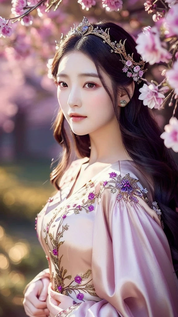 korean girl in a dress with flowers in her hair, a beautiful fantasy empress, beautiful face, beautiful maiden, beautiful and elegant elf queen, beautiful fantasy maiden, ((a beautiful fantasy empress)), fantasy outfit, fantasy beautiful, fantasy art style, very beautiful elven top model, beautiful elven princess, fantasy woman, beautiful goddess, ethereal beauty, hyperdetailed fantasy character