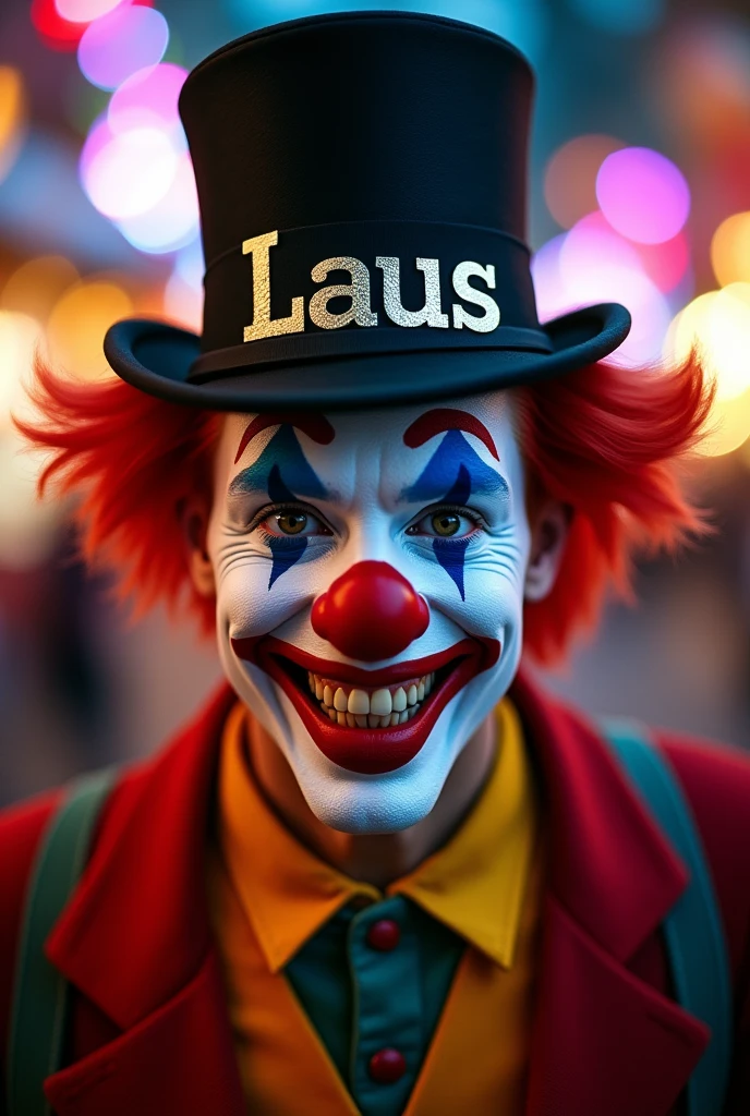 Profile picture, a clown with a mafia hat that says Laus