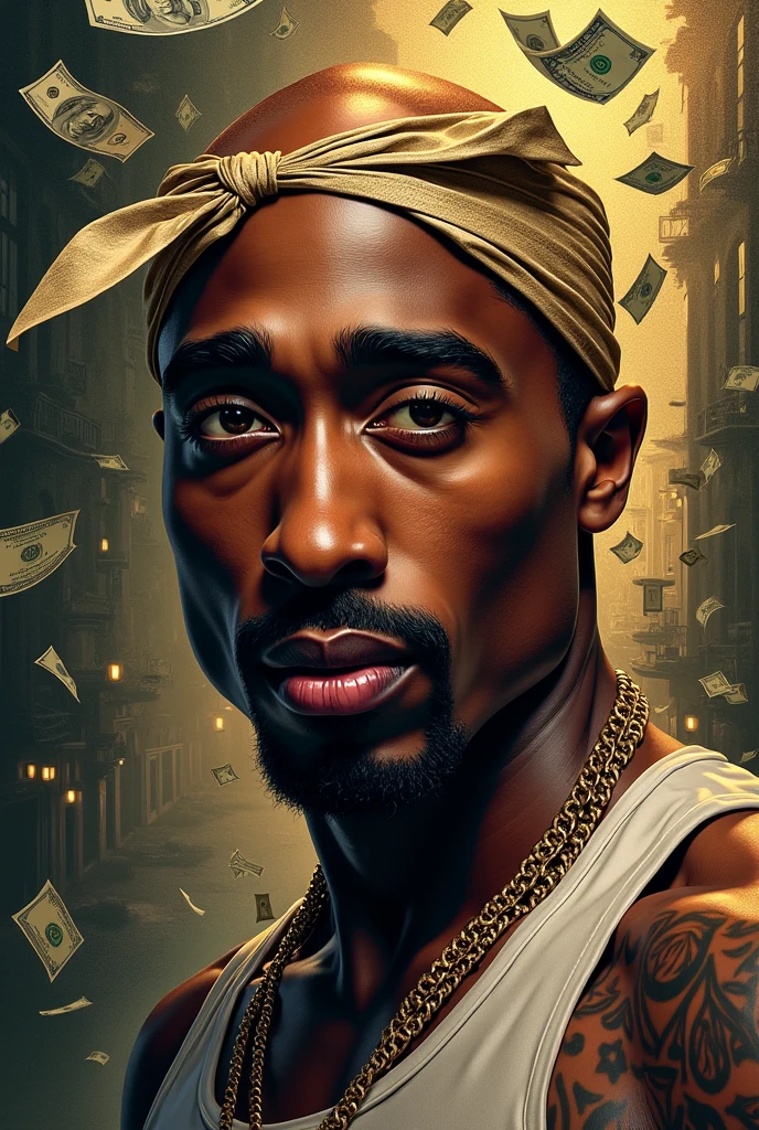 Original 2Pac face
and dollar