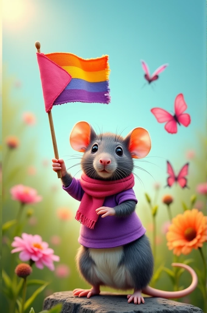 Rat with a lesbian flag