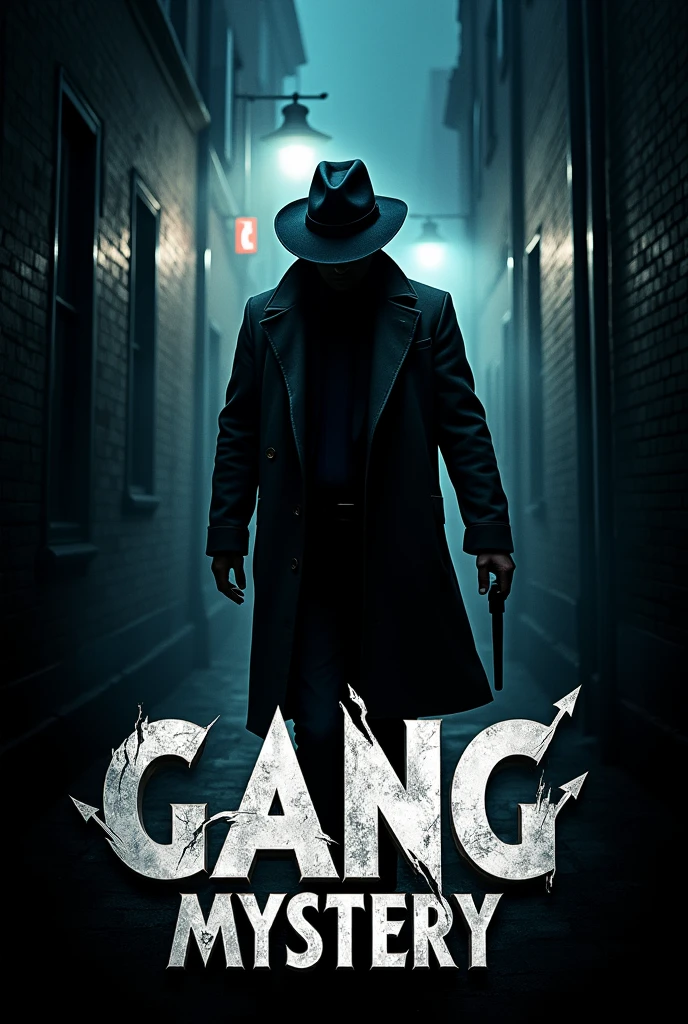 create a logo that says "GANG MYSTERY" with a dark gangster theme
