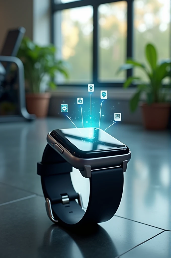 Make a nutritional smartwatch with a mini hologram that shows 5 apps with exercise functions, help, pest control, allergy alerts and diet creation