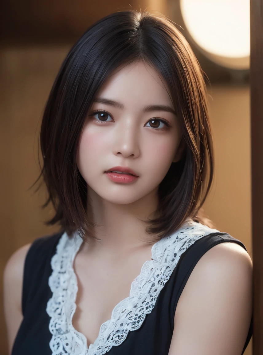 (Highest quality:1.4),(masterpiece:1.4),(Realistic:1.4),(Realistic:1.2),(超High resolution, RAW Photos:1.4),(High resolution, Very detailed:1.2),(8k:1.2),photograph,a photo of a dark-haired,one person's,alone,(((kindergarten teacher, No sleeve, kindergarten:1.3), (Adult female:1.5),Large Breasts, (Hot water supply room:1.2), makeup pouch, During the day, A kind smile)),((Big Breasts)),(((Large areola:1.4))),((Upper Body:1.3))