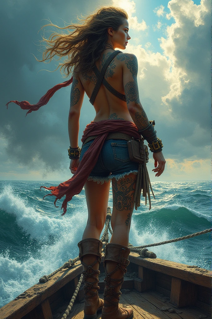 braving the waves without a rudder or helmsman Running through my veins, Light on luggage On a nutshell, My heart of travel Showing off the tattoos of a buccaneer past
