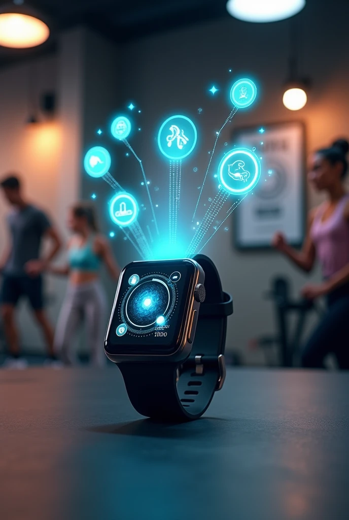 Make a nutritional smartwatch with a mini hologram that shows 5 apps with exercise functions, help, pest control, allergy alerts and diet creation
