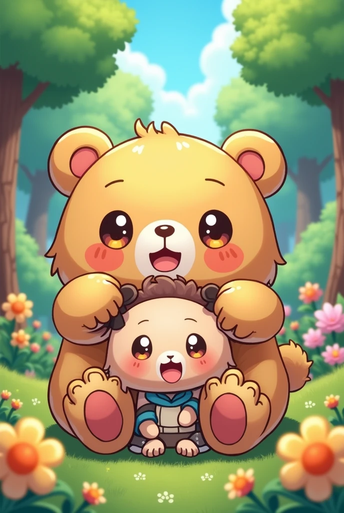 Un ours kawaii qui mange des humains