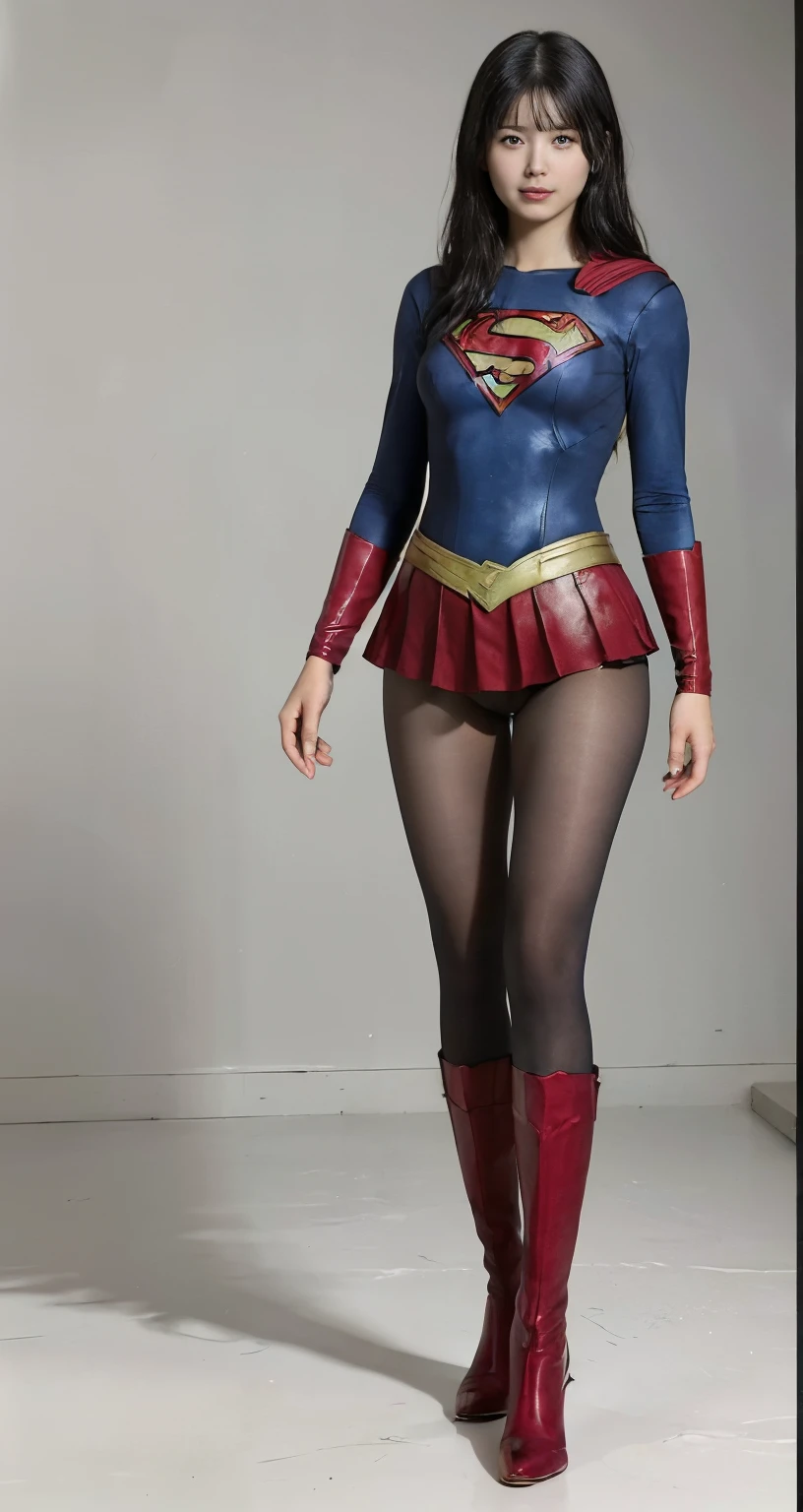 No background、(((Looking down、Looking down)))、(((Beautiful legs in black tights.)))、(((Legally express the beauty of your smile)))、((((Make the most of your original images)))、(((Supergirl Costume)))、(((Beautiful short bob hair)))、(((suffering)))、(((Please wear black tights....、Wear red boots)))、((Best image quality、8k))、((Highest quality、8k、masterpiece:1.3))、(((Preserve background )))、Sharp focus:1.2、Beautiful woman with perfect figure:1.4、Slim Abs:1.2、Wet body:1.5、Highly detailed face and skin texture、8k