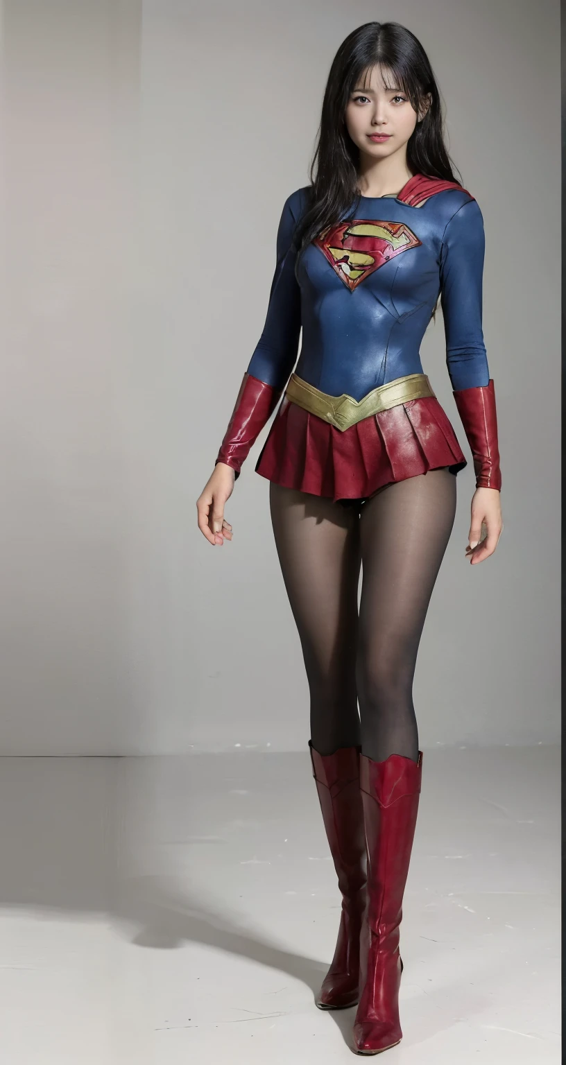 No background、(((Looking down、Looking down)))、(((Beautiful legs in black tights.)))、(((Legally express the beauty of your smile)))、((((Make the most of your original images)))、(((Supergirl Costume)))、(((Beautiful short bob hair)))、(((suffering)))、(((Please wear black tights....、Wear red boots)))、((Best image quality、8k))、((Highest quality、8k、masterpiece:1.3))、(((Preserve background )))、Sharp focus:1.2、Beautiful woman with perfect figure:1.4、Slim Abs:1.2、Wet body:1.5、Highly detailed face and skin texture、8k