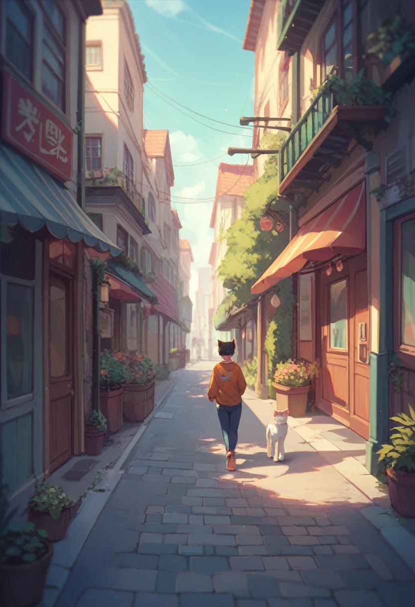 A cat walking down the street 