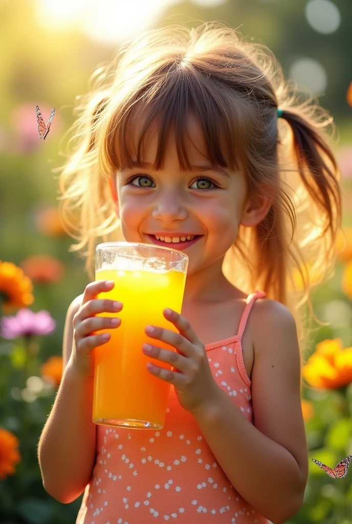 Girl hold juice glass