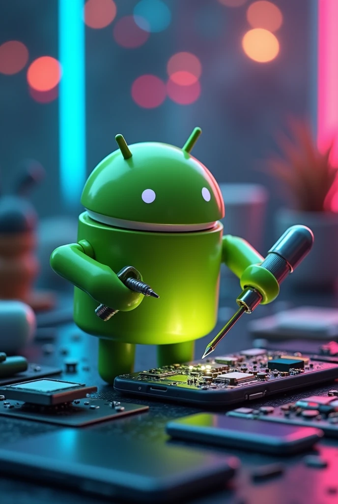 Doing the Android smartphone with a screwdriver in his hand makes it the Android logo, that  guy 