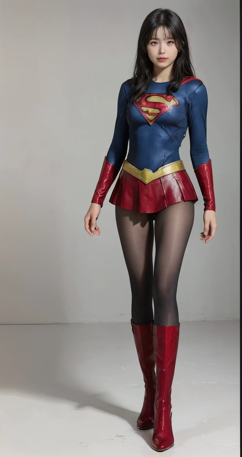No background、(((Beautiful legs in black tights.)))、(((Legally express the beauty of your smile)))、((((Make the most of your original images)))、(((Supergirl Costume)))、(((Beautiful short bob hair)))、(((suffering)))、(((Please wear black tights....、Wear red boots)))、((Best image quality、8k))、((Highest quality、8k、masterpiece:1.3))、(((Preserve background )))、Sharp focus:1.2、Beautiful woman with perfect figure:1.4、Slim Abs:1.2、Wet body:1.5、Highly detailed face and skin texture、8k