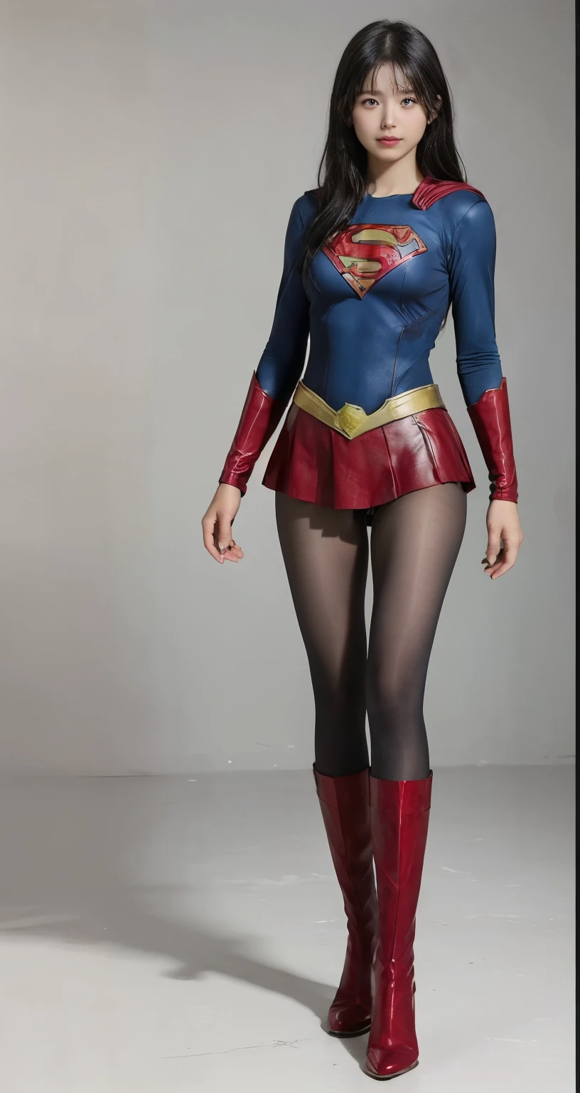 No background、(((Beautiful legs in black tights.)))、(((Legally express the beauty of your smile)))、((((Make the most of your original images)))、(((Supergirl Costume)))、(((Beautiful short bob hair)))、(((suffering)))、(((Please wear black tights....、Wear red boots)))、((Best image quality、8k))、((Highest quality、8k、masterpiece:1.3))、(((Preserve background )))、Sharp focus:1.2、Beautiful woman with perfect figure:1.4、Slim Abs:1.2、Wet body:1.5、Highly detailed face and skin texture、8k