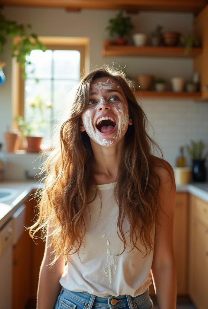 a 20 year old girl was splashed with milk in the face