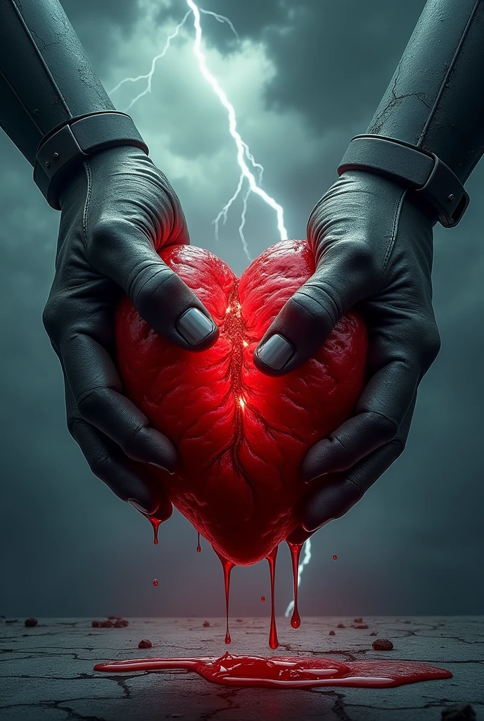 human heart being crushed