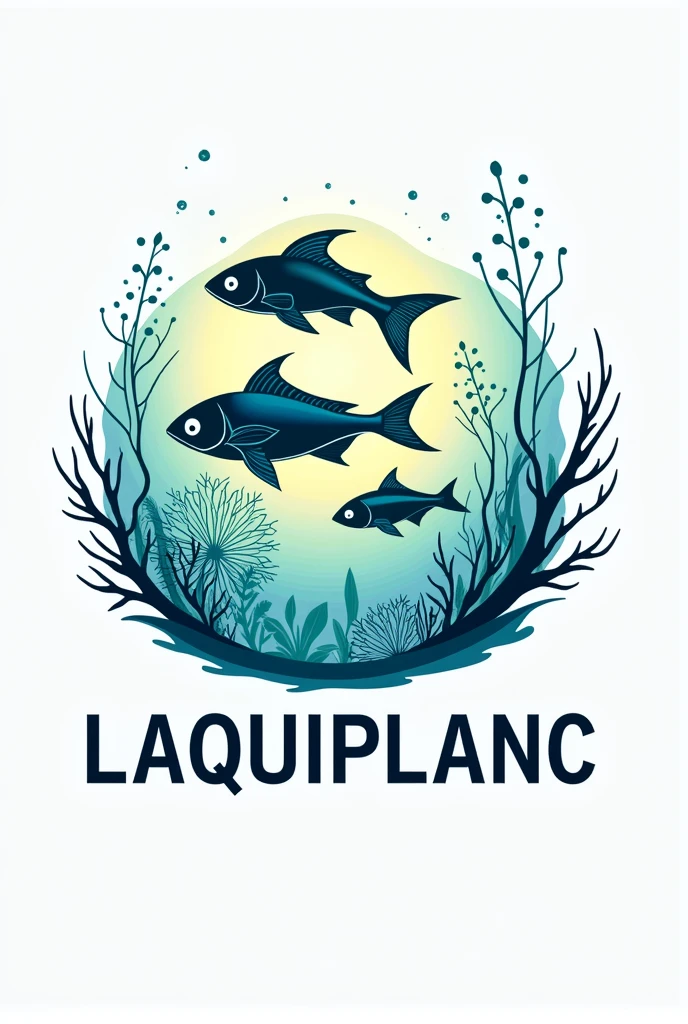 logo for the aquaculture and planktology laboratory LAQUIPLANC, with fish and planktons
