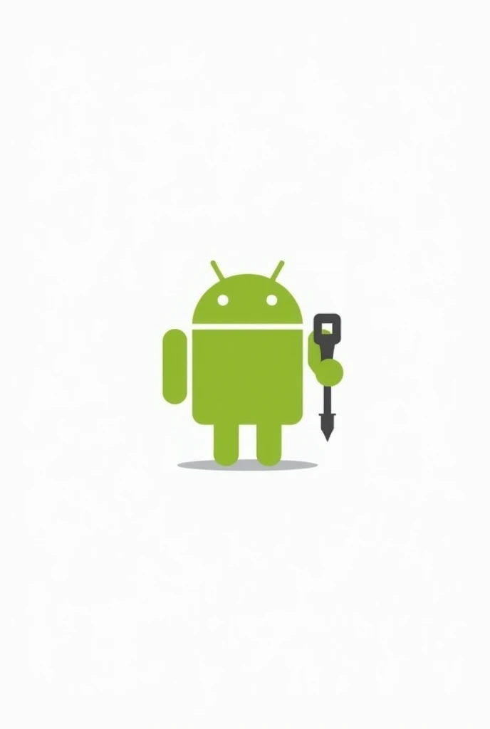 Make the Android smartphone with a screwdriver in hand, make it the Android logo, that little figure, make it simpler, like a store logo, put a screwdriver in it