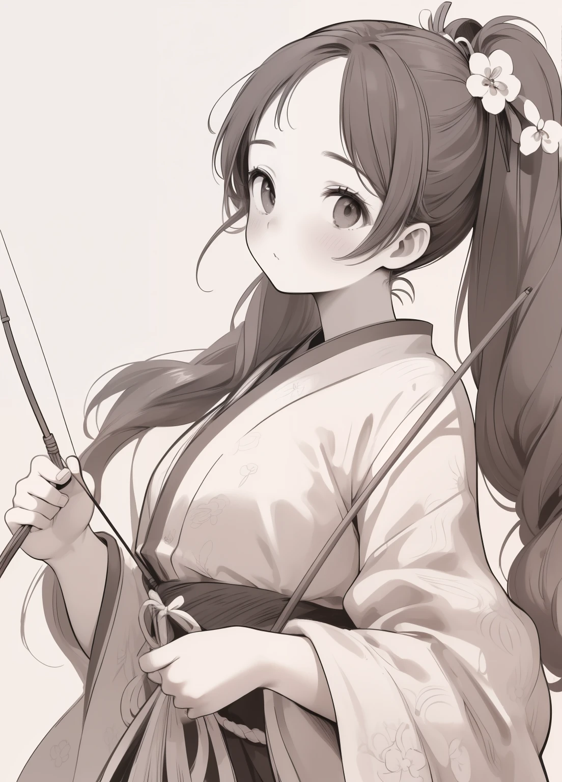 (masterpiece、Highest quality、Highest quality、Official Art、Beautiful and beautiful:1.2)、(One person:1.3)Hatsune Miku、Twin tails,Beautiful breasts, Katsushika Hokusai,Front view , Chinese Female Warrior, (One personが弓矢を描いています, Showcasing oriental archery style:1.3)(Surrealism, 超High resolution, retina, Accurate, masterpiece, Anatomically correct, Textured skin, Super Detail, Attention to detail, Highest quality, High resolution)