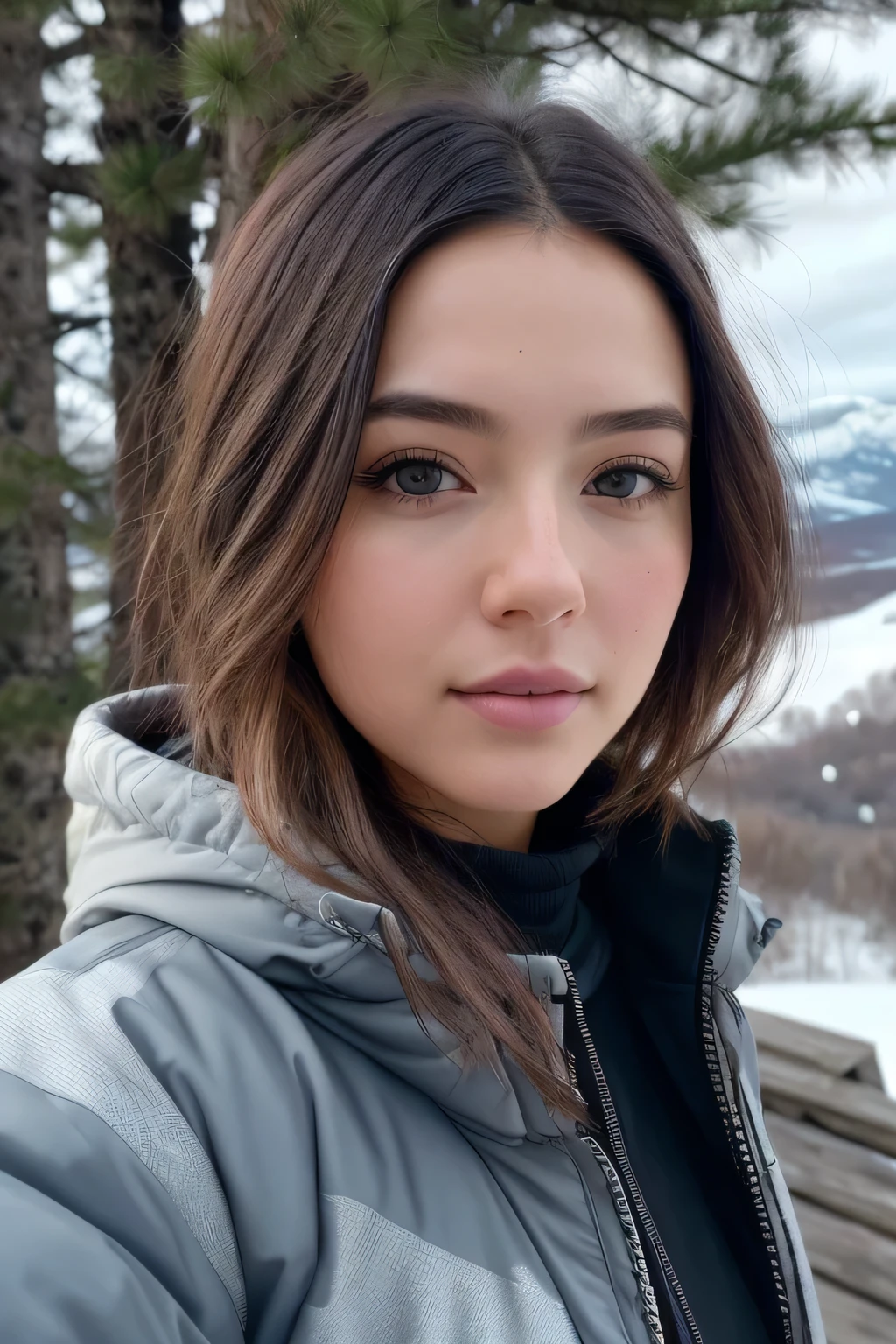((Instagram selfie)), best quality raw photo of (Wyl13N3ls0n01:0.99), a woman, modelshoot style, (extremely detailed CG unity 8k wallpaper), photo of the most beautiful artwork in the world, professional majestic oil painting by Ed Blinkey, Atey Ghailan, Studio Ghibli, by Jeremy Mann, Greg Manchess, Antonio Moro, trending on ArtStation, trending on CGSociety, Intricate, High Detail, Sharp focus, dramatic, photorealistic painting art by midjourney and greg rutkowski, (puffy ski jacket:1.1), (on a ski slope:1.2), (snowing:1.1), ((posing for a picture with trees in the background:1.1)), (looking at viewer:1.4), (detailed pupils:1.3), (modern outfit:1.2), (closeup:1.4), (vermont mountainrange:1.3), short blue hair