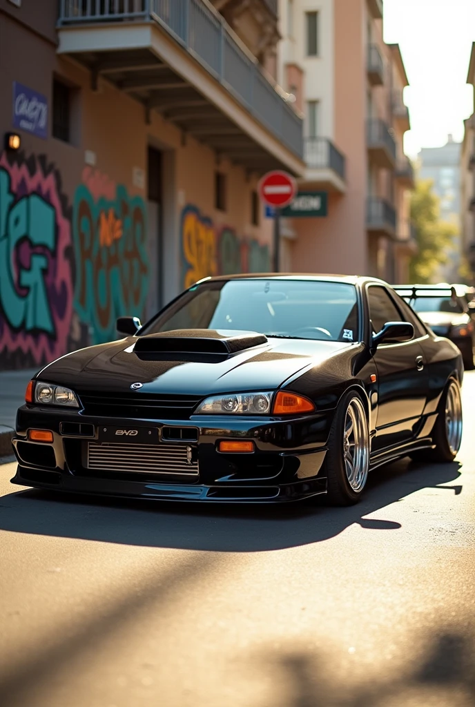 2001 black Nissan Tsuru with 17 inch BBS rims