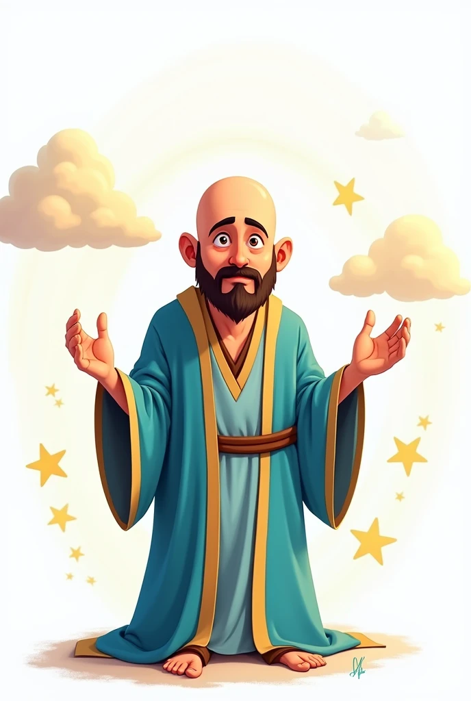 the prophet elias, calvo, Animated Cartoon with white background