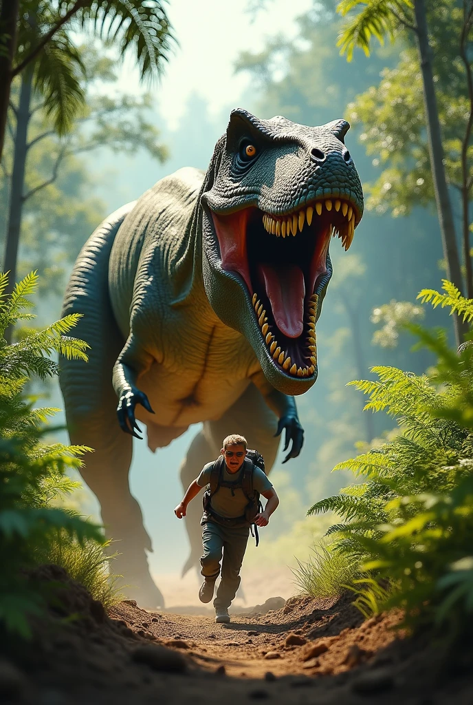 like a T-Rex chasing a human and saying 'diaa 0'