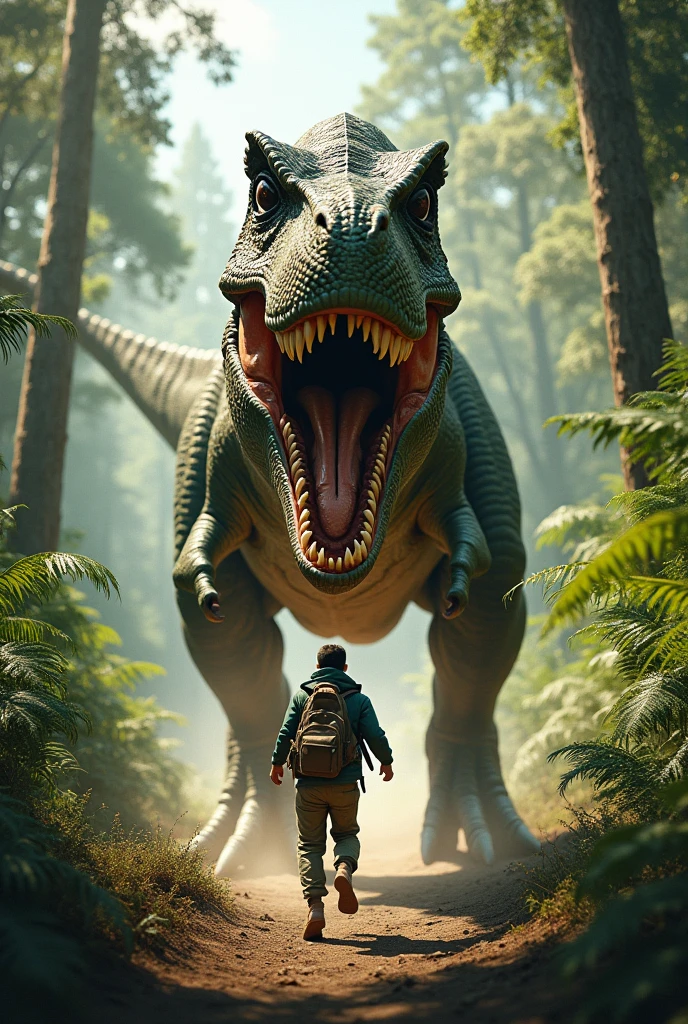 like a T-Rex chasing a human and saying 'diaa 0'