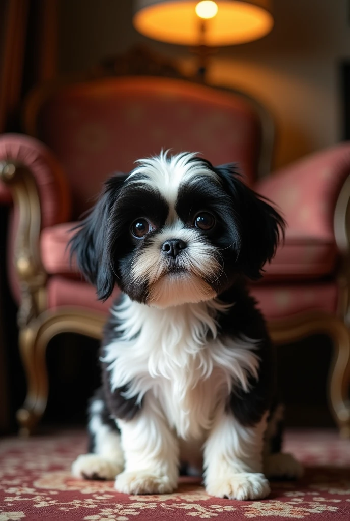 I created a black and white Shitzu dog
