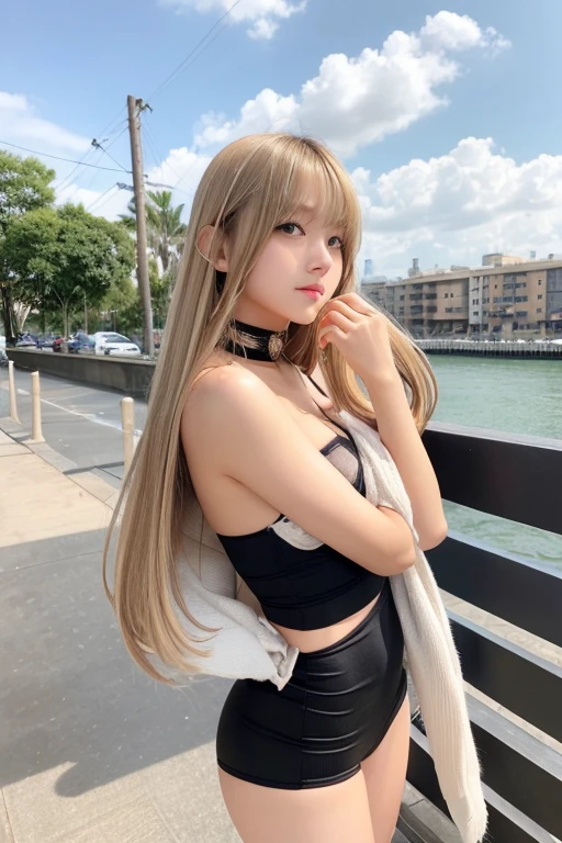 Sexy Big 、Sexy and cute look and cute 18-year-old beautiful girl, beautiful and sexy face、A strong wind blows my hair in front of my face、beautiful long blonde straight hair、beautiful, Cute and sexy eyes hidden behind long bangs