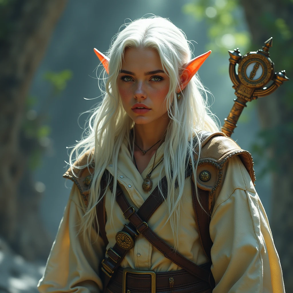 White haired astral elf archeologist