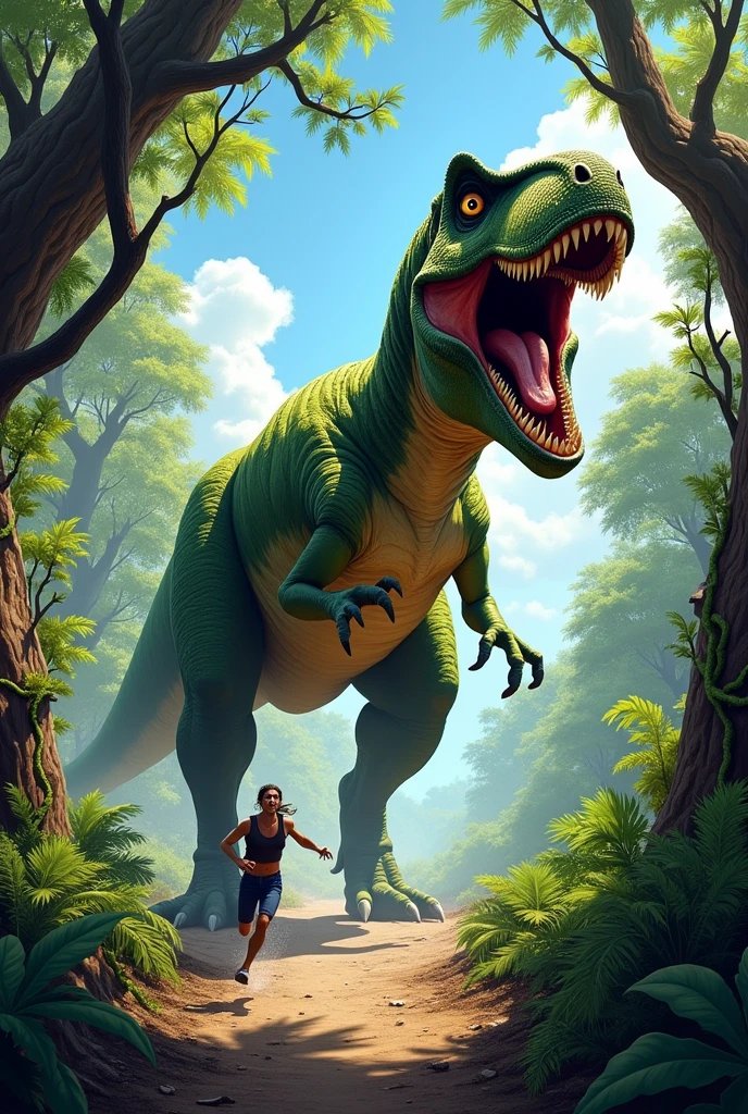 Like a T-Rex chasing someone and saying day 0 above