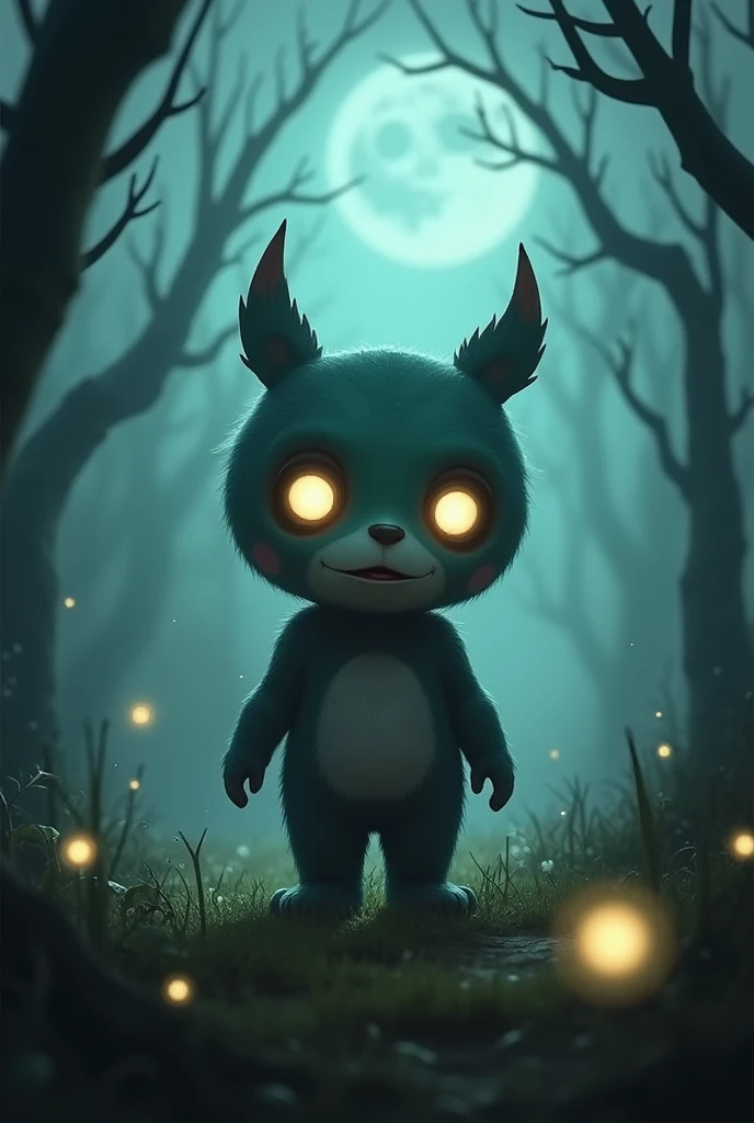 po character from the slendytubbies 3 game with creepy anime style 