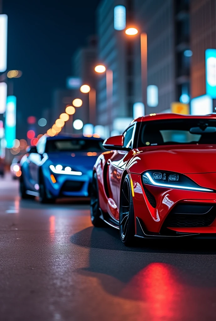 Nissan GTR next to a Supra