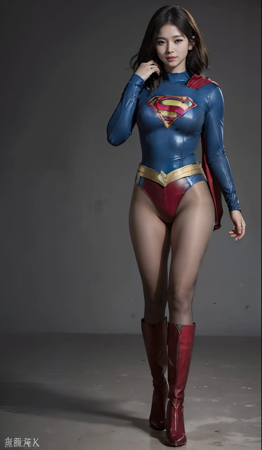 No background、(((Beautiful legs in black tights.)))、(((Legally express the beauty of your smile)))、((((Make the most of your original images)))、(((Supergirl Costume)))、(((Beautiful short bob hair)))、(((suffering)))、(((Please wear black tights....、Wear red boots)))、((Best image quality、8k))、((Highest quality、8k、masterpiece:1.3))、(((Preserve background )))、Sharp focus:1.2、Beautiful woman with perfect figure:1.4、Slim Abs:1.2、Wet body:1.5、Highly detailed face and skin texture、8k